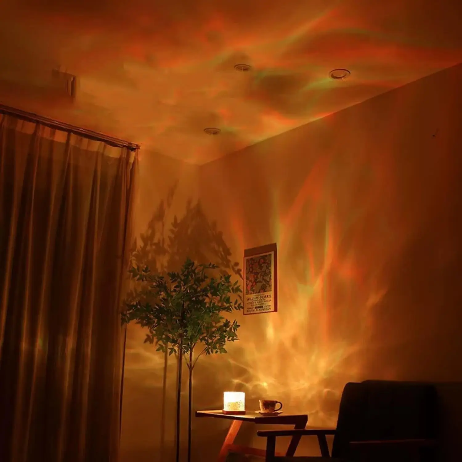 Quarto iluminado pela Luminária Ondas d’Água